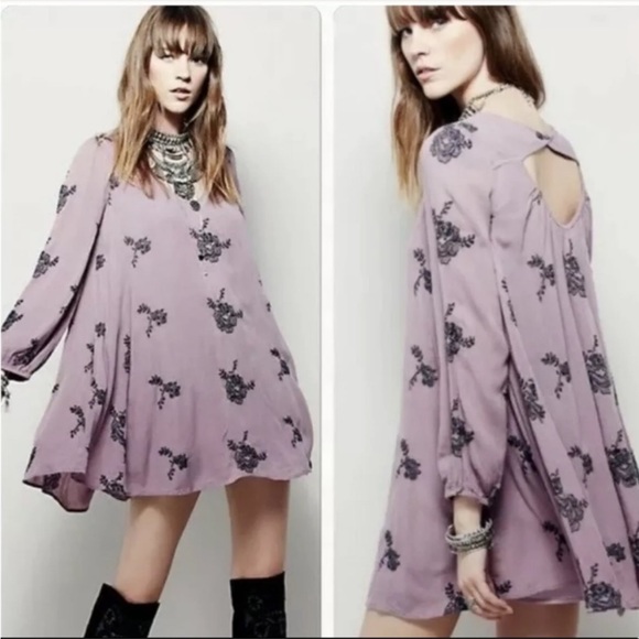 Free People Purple Austin Embroidered Floral Dress - Picture 6 of 6
